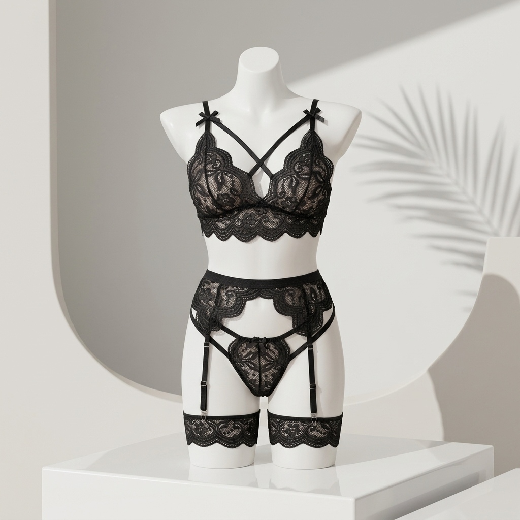 Conjunto de lencería de encaje - Garter Belt Set reseña y precio
