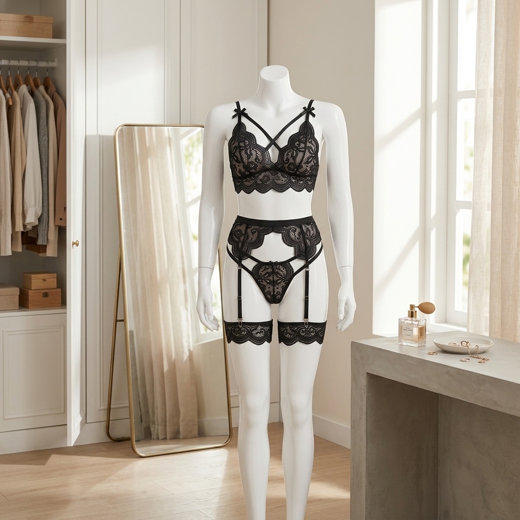 Conjunto de lencería de encaje - Garter Belt Set reseña y precio